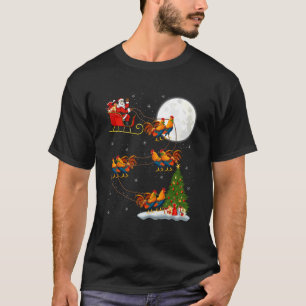 T-shirt Coqs Poules Santa Traîneau Volant Drôle Magique