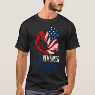 T-shirt Coquelicot Patriotique Rappeler Honneur Drapeau Am