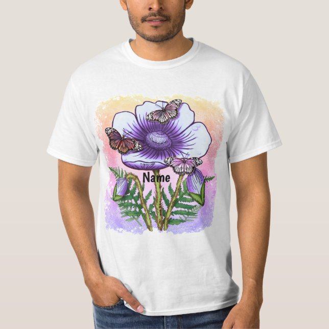 T-shirt Coquelicot violet papillon  (Devant)
