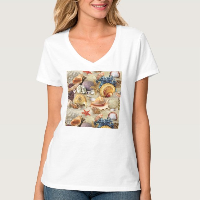 T-shirt Coques de mer sur la plage (Devant)