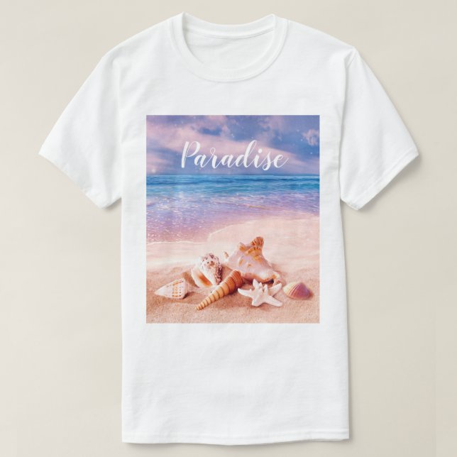 T-shirt Coques de plage de Paradise Sea (Design devant)