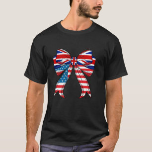 T-shirt Coquet Drapeau Demi-Américain Et Britannique