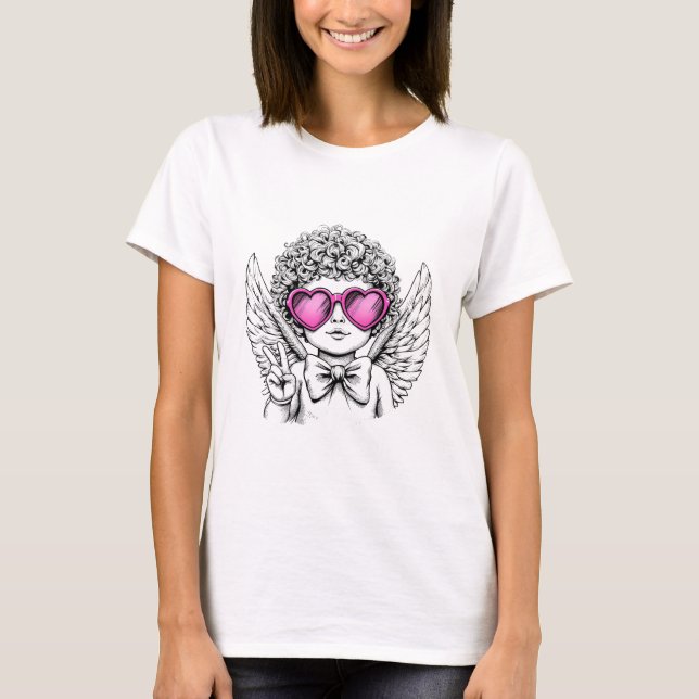 T-shirt Coquette angel cherub coeur Heureuse Sainte-Valent (Devant)