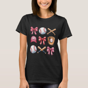T-shirt Coquette Baseball Femmes Bow Filles Cheer Maman Ma