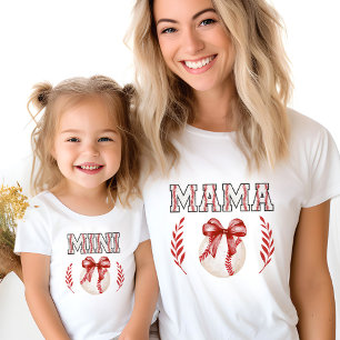 T-shirt Coquette Baseball Mama Red Bow Custom Back Numéro