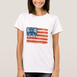 T-shirt Coquette Bow American Flag 4 juillet