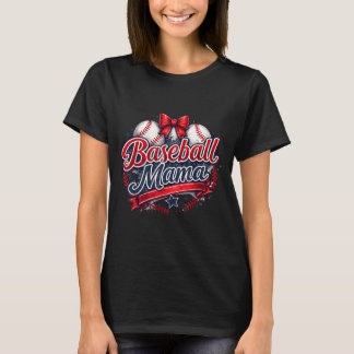 T-shirt Coquette Bow Baseball Mama Game Day Mama Sport