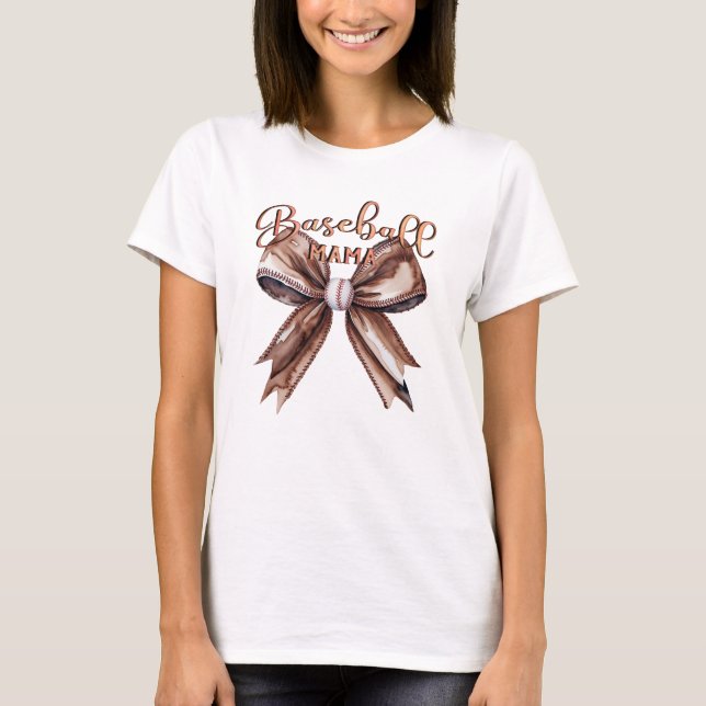 T-shirt Coquette Bow Baseball Mama Mocha Mousse Vibes (Devant)