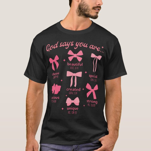 T-shirt Coquette Bow Bible Verse Christian Jesus Christ Gi (Devant)