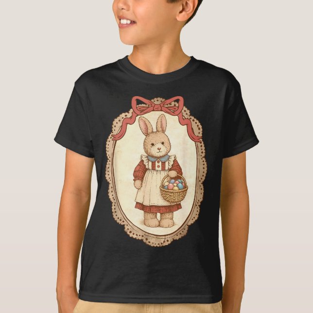 T-shirt Coquette Bow Funny Bunny Eggs Rabbit Happy Easter  (Devant)