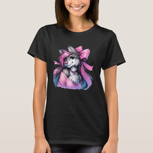 T-shirt Coquette Bow Furry Fandom Fursona Maillot Fox (Devant)