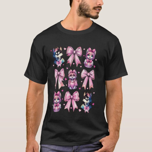 T-shirt Coquette Bow Furry Fandom Fursona Maillot Fox (Devant)