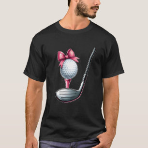 T-shirt Coquette Bow Golf Ball Club Mères Day Pink Ribbo