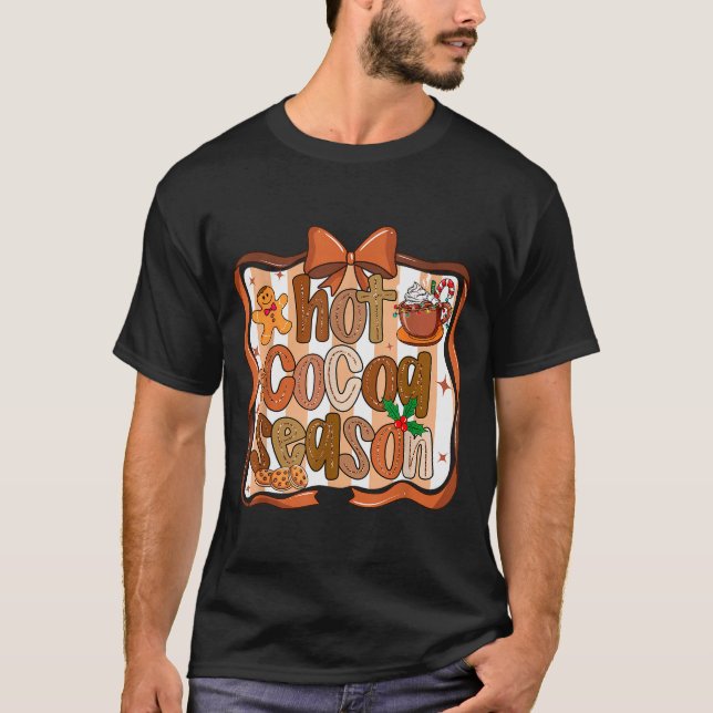 T-shirt Coquette Bow Hot Cocoa Season Gingerbread Christma (Devant)