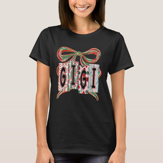 T-shirt Coquette Bow Merry Christmas Gigi Grandma Xmas Paj (Devant)