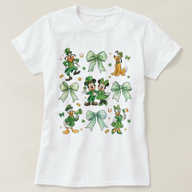 T-shirt Coquette Bow Mickey And Friends St. Patrick’s Day  (Design devant)