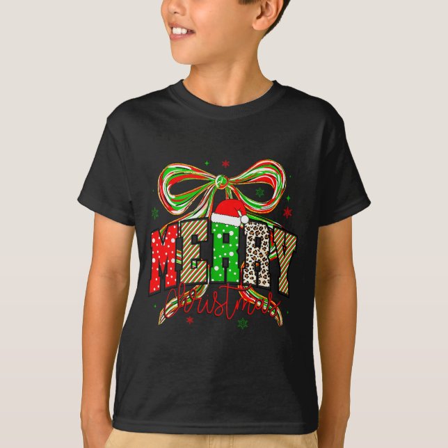 T-shirt Coquette Bow Nk Christmas Tree Merry Xmas Girl Wom (Devant)