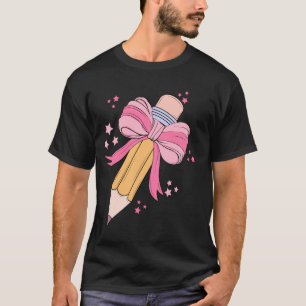 T-shirt Coquette Bow Pencil Étudiant Premier jour Retour