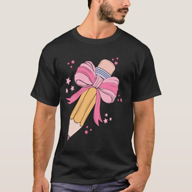 T-shirt Coquette Bow Pencil Étudiant Premier jour Retour (Devant)