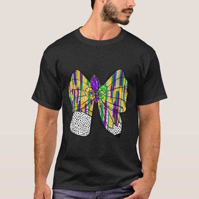 T-shirt Coquette Bow Pencil Mardi Gras Fleur-de-lis Teache (Devant)