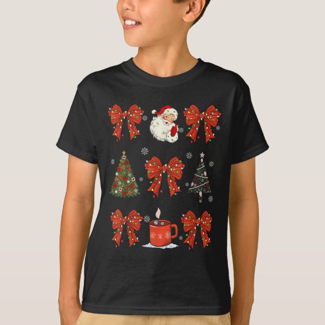 T-shirt Coquette Bow Père Noël Christmas Tree Cake Sucre d (Devant)