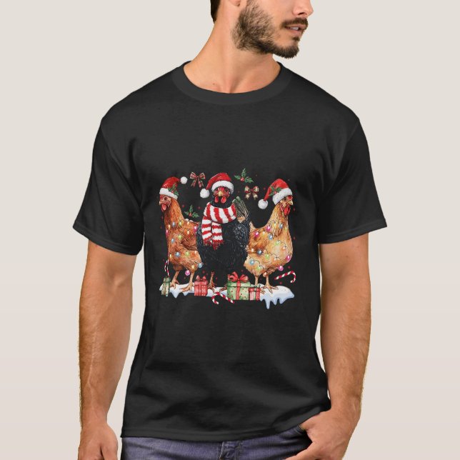 T-shirt Coquette Bow Poulet de Noël Casquette Lumières Fer (Devant)