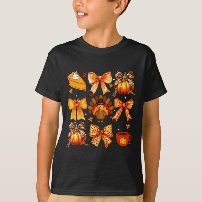 T-shirt Coquette Bow Pumpkin Season Thanksgiving Autumn Fa (Devant)