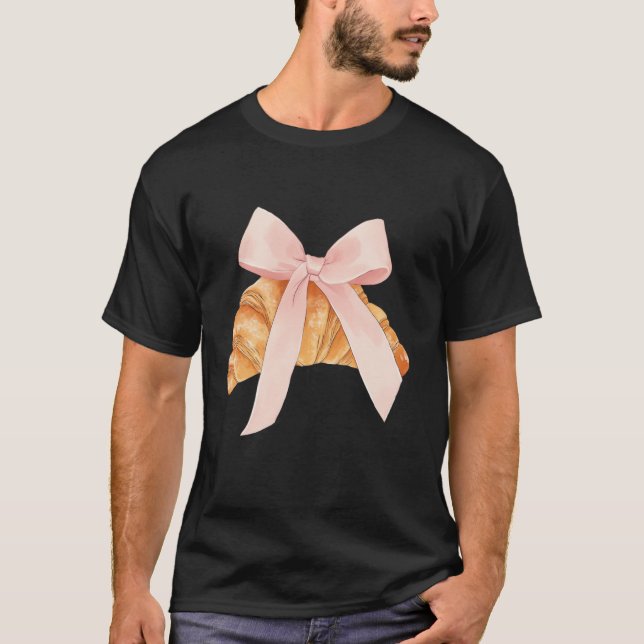 T-shirt Coquette Bow Rose Croissant Cuisine Baking Baker P (Devant)