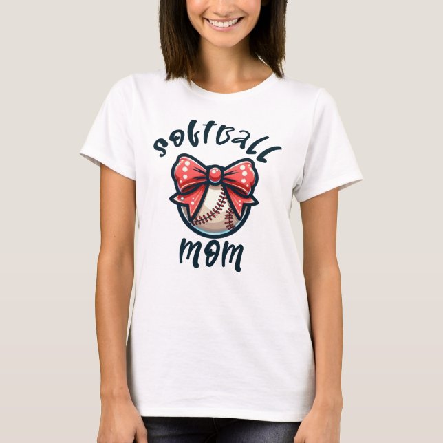 T-shirt Coquette Bow Softball Maman (Devant)