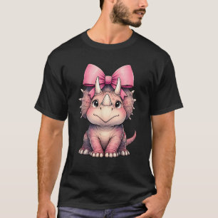 T-shirt Coquette Bow Tricératops Dinosaur Rose Ribbon Mama
