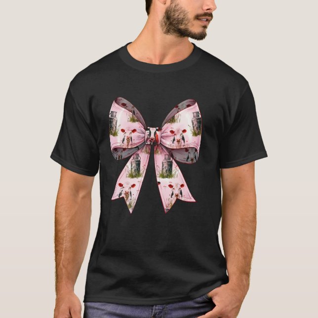 T-shirt Coquette Bow Vache Producteur Lait Laiterie Produc (Devant)