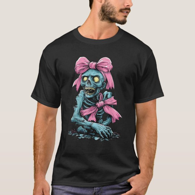 T-shirt Coquette Bow Zombie Éffrayant Halloween Maman Mère (Devant)
