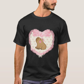 T-shirt Coquette Capybara Coeur rose