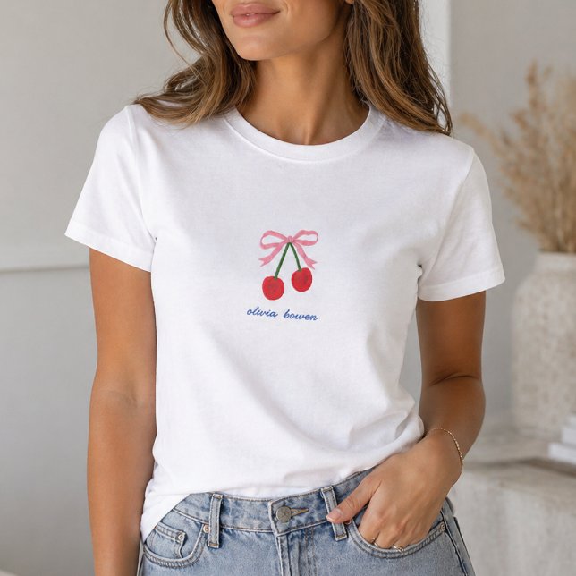 T-Shirt | Coquette Cerise à Nœud Graphique Mignon (A cute custom design graphic tee with coquette bow and cherries, perfect for gifting or everyday use)