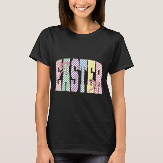 T-shirt Coquette Checkered Easter Day Spring Easter Pastel (Devant)