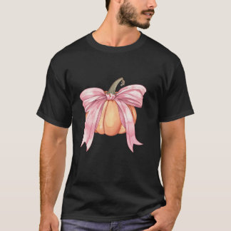 T-shirt Coquette Citrouille Bow rose Automne Automne Hallo