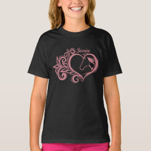 T-shirt Coquette Coeur rose Cheval Fille Feminine Élégante