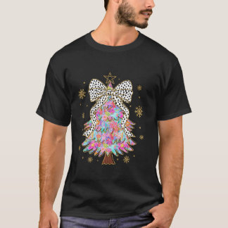 T-shirt Coquette colorée Bow Noël Arbre Florales Noël Noël