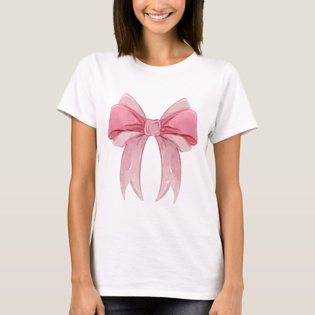 T-shirt Coquette de ruban rose brillant (Devant)