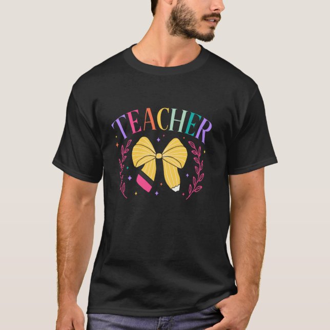 T-shirt Coquette Enseignant Équipage Coquette Bow Retour À (Devant)