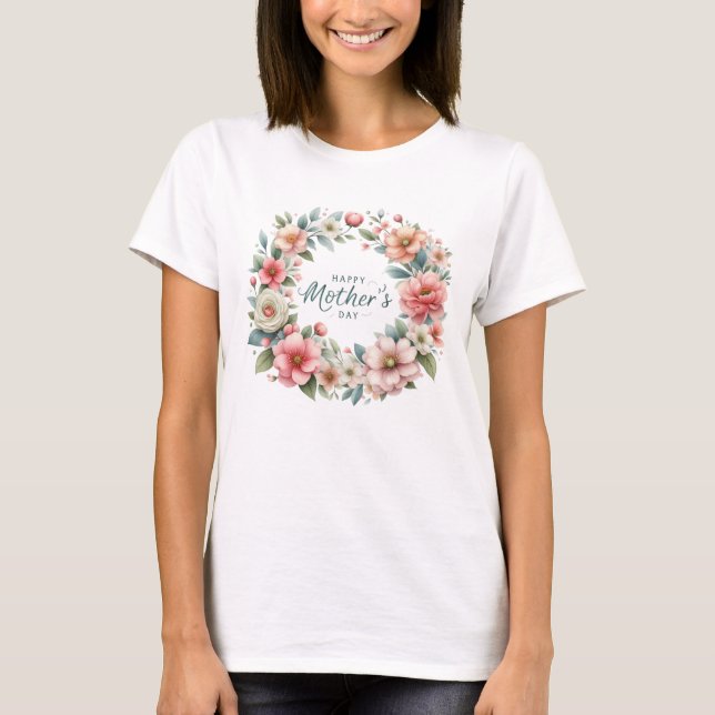 T-shirt Coquette fleurs de printemps blush wreath Fête des (Devant)