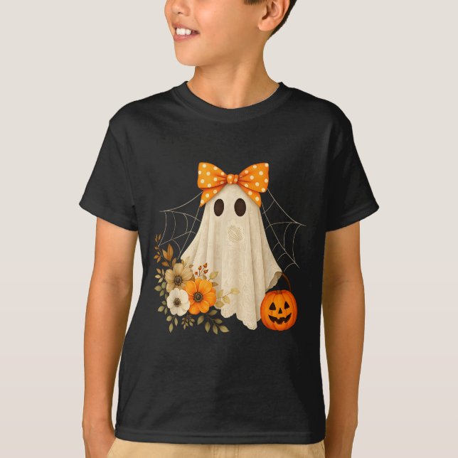 T-shirt Coquette Ghost Halloween Flower Ghost Soky Lace Gh (Devant)