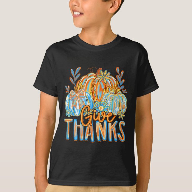 T-shirt Coquette Give Thanks Christian Thanksgiving Floral (Devant)