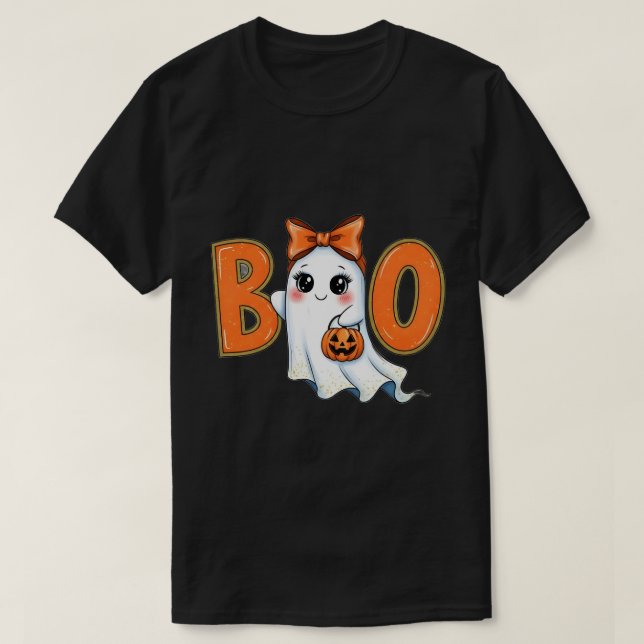 T-shirt Coquette Halloween Girly Boo Ghost Esthétique 2025 (Design devant)