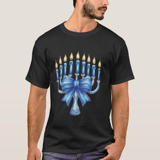 T-shirt Coquette Hanoukka Bow Coquette Menorah Happy Hanuk (Devant)