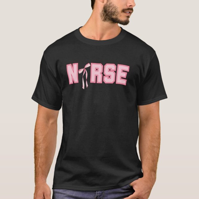 T-shirt Coquette Infirmière rose Bow Infirmière inscrite C (Devant)