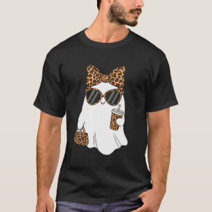 T-shirt Coquette Léopard Fantôme Café Boo Halloween Boujee