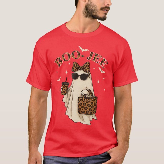 T-shirt Coquette Leopard Ghost Coffee Boo JEE Halloween Bo (Devant)