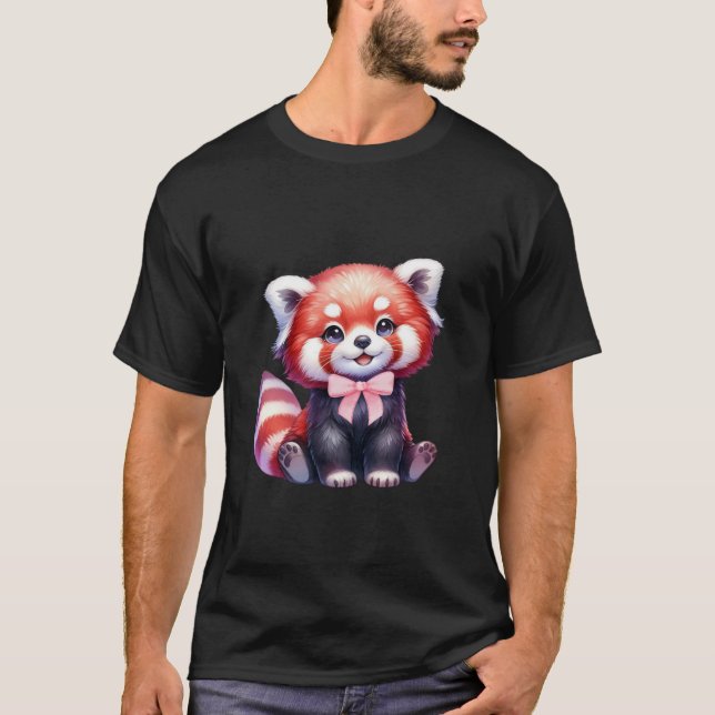 T-shirt Coquette Panda Bow Simple rose mignonne fille grap (Devant)