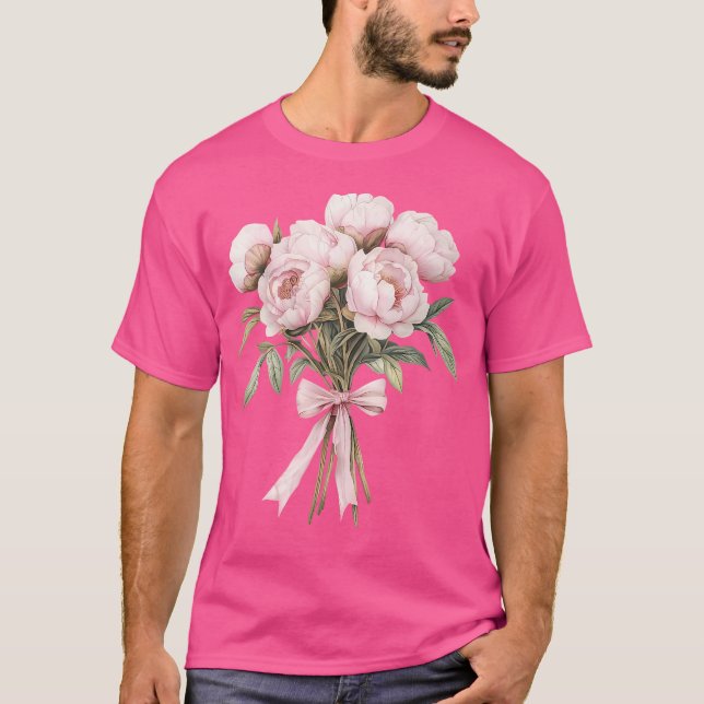 T-shirt Coquette Peony Bouquet Inspired Flower Plant Lover (Devant)